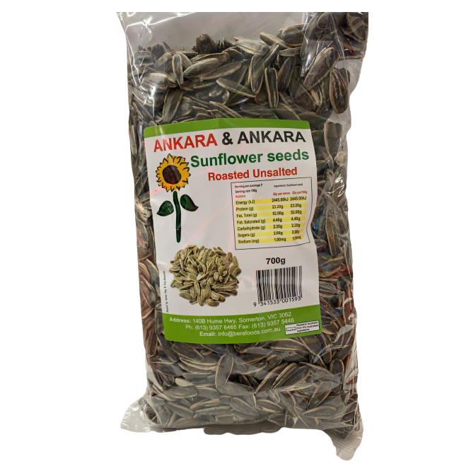 Ankara Sunflower Seeds 700g bag Ankara Sunflower Seeds bag close-up Pack of 12 Ankara Sunflower Seeds 700g bags