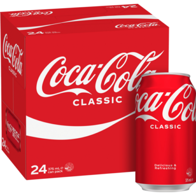 Coca-Cola can 375ml Coca-Cola 375ml can close-up Pack of 24 Coca-Cola cans 375ml