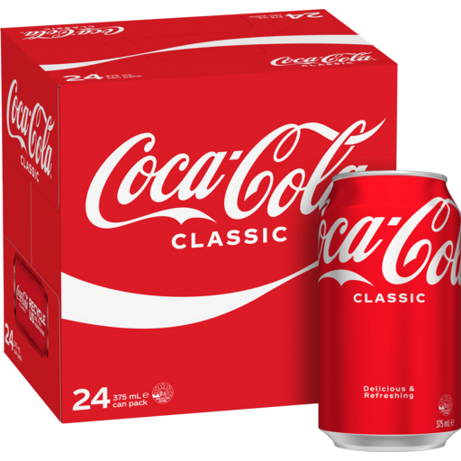 Coca-Cola can 375ml Coca-Cola 375ml can close-up Pack of 24 Coca-Cola cans 375ml