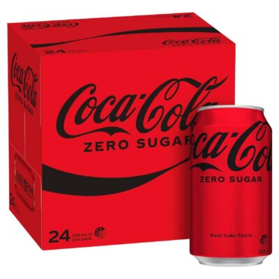 Coca-Cola Zero Sugar can 375ml Coca-Cola Zero Sugar 375ml can close-up Pack of 24 Coca-Cola Zero Sugar cans 375ml