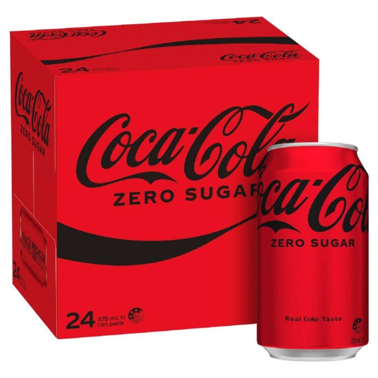 Coca-Cola Zero Sugar can 375ml Coca-Cola Zero Sugar 375ml can close-up Pack of 24 Coca-Cola Zero Sugar cans 375ml