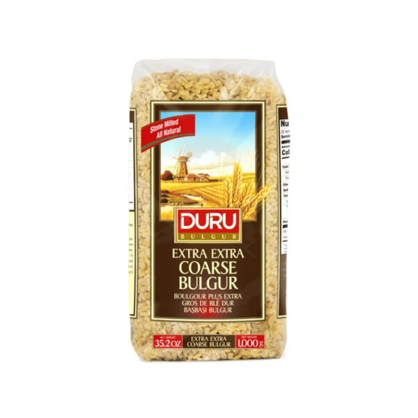 Duru Extra Coarse Bulgur 1kg bag Duru Extra Coarse Bulgur close-up texture Pack of 10 Duru Extra Coarse Bulgur 1kg bags
