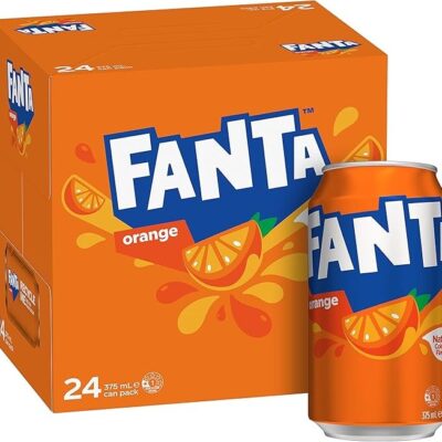 Fanta Orange can 375ml Fanta Orange 375ml can close-up Pack of 24 Fanta Orange cans 375ml