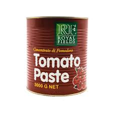 RF Tomato Paste 3kg tin RF Tomato Paste tin close-up label Pack of 6 RF Tomato Paste 3kg tins