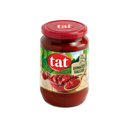 TAT Tomato Paste 710g jar TAT Tomato Paste jar label close-up Pack of 12 TAT Tomato Paste 710g jars